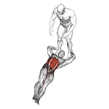 Assisted Lying Leg Raise with Lateral Throw Down/کرانچ پا صاف با کمک