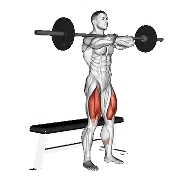 Barbell Bench Front Squat/اسکات از جلو با هالتر روی نیمکت
