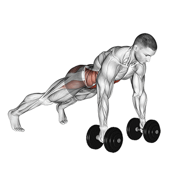 Plank Push-up Row/شنا سوئدی پارویی دمبل